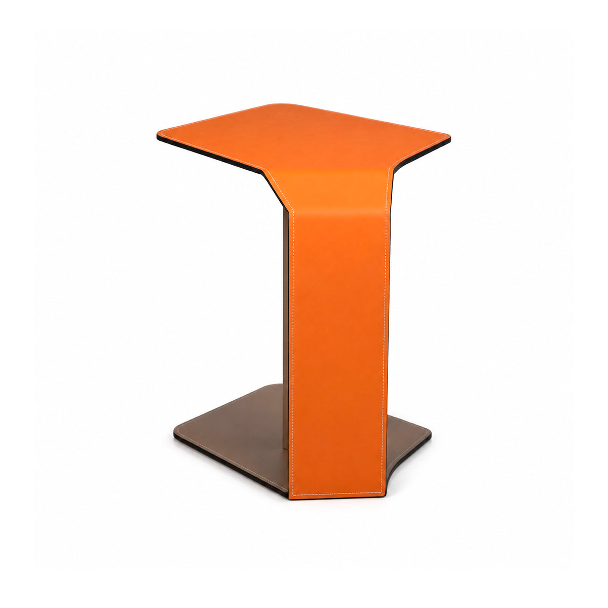 Mesa Lateral de Piel de Diseño Geométrico de Lujo Ligero, Mesa Auxiliar Tipo C Minimalista para Sala y Dormitorio