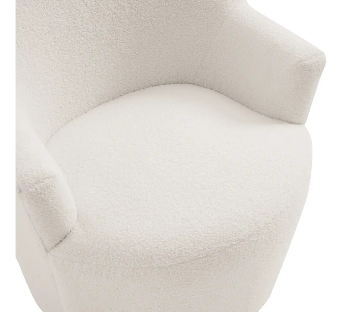 Sillón Giratorio Individual Tapizado Con Respaldo Curvo