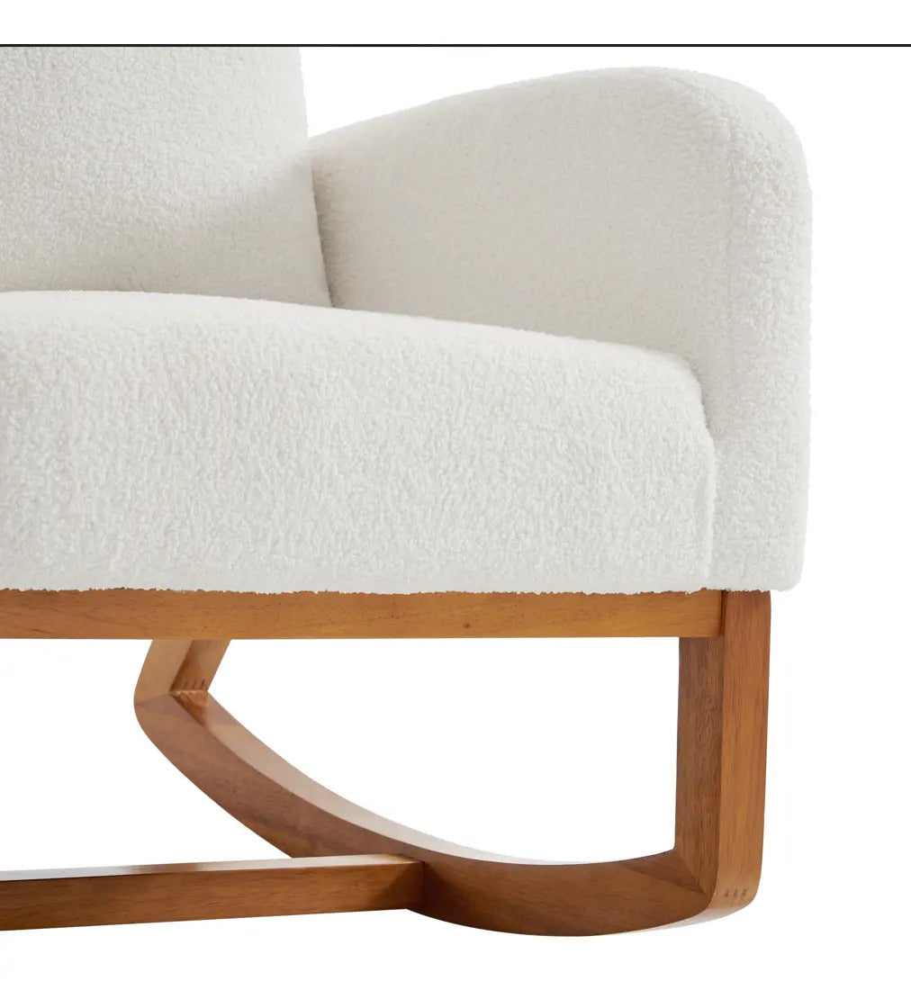 Sillón Mecedor Moderno Elegante Tapizado Color Blanco