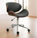 Silla Oficina 2 Pz Moderna Giratoria Respaldo Madera Cromada