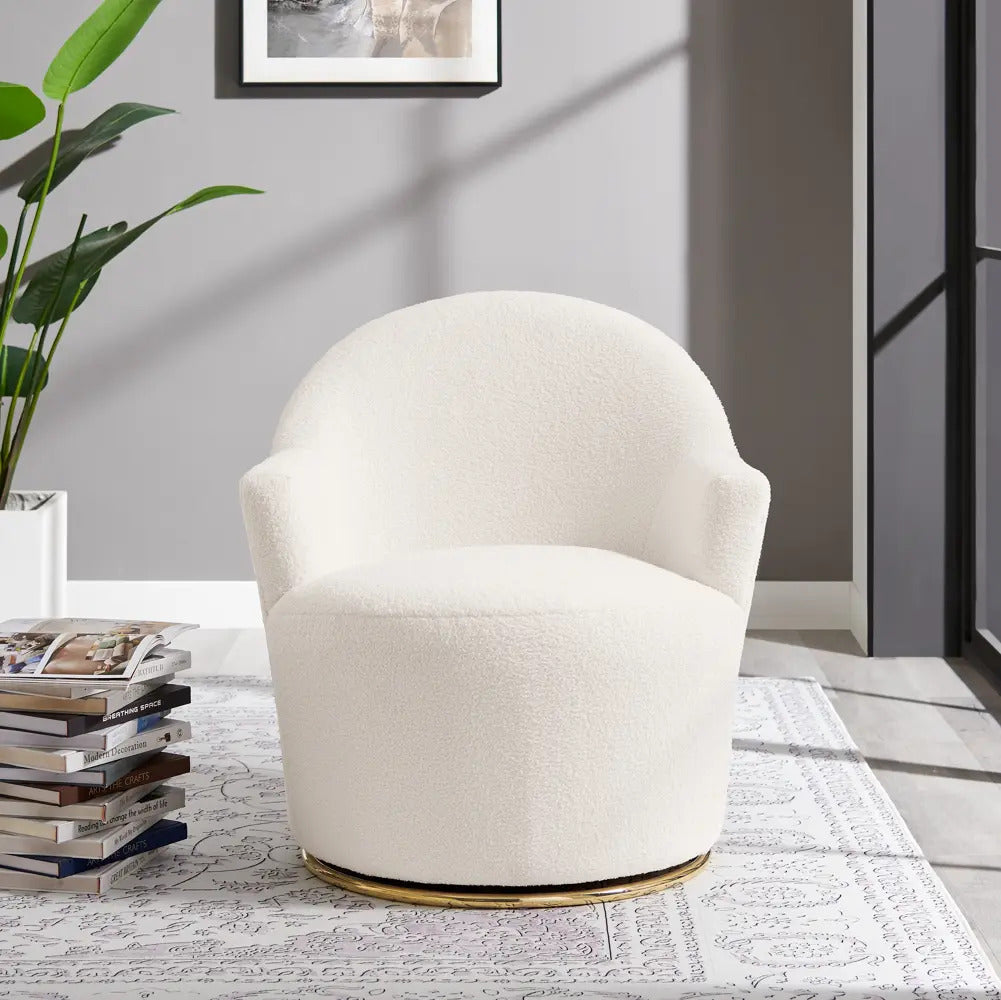 Sillón Giratorio Individual Tapizado Con Respaldo Curvo