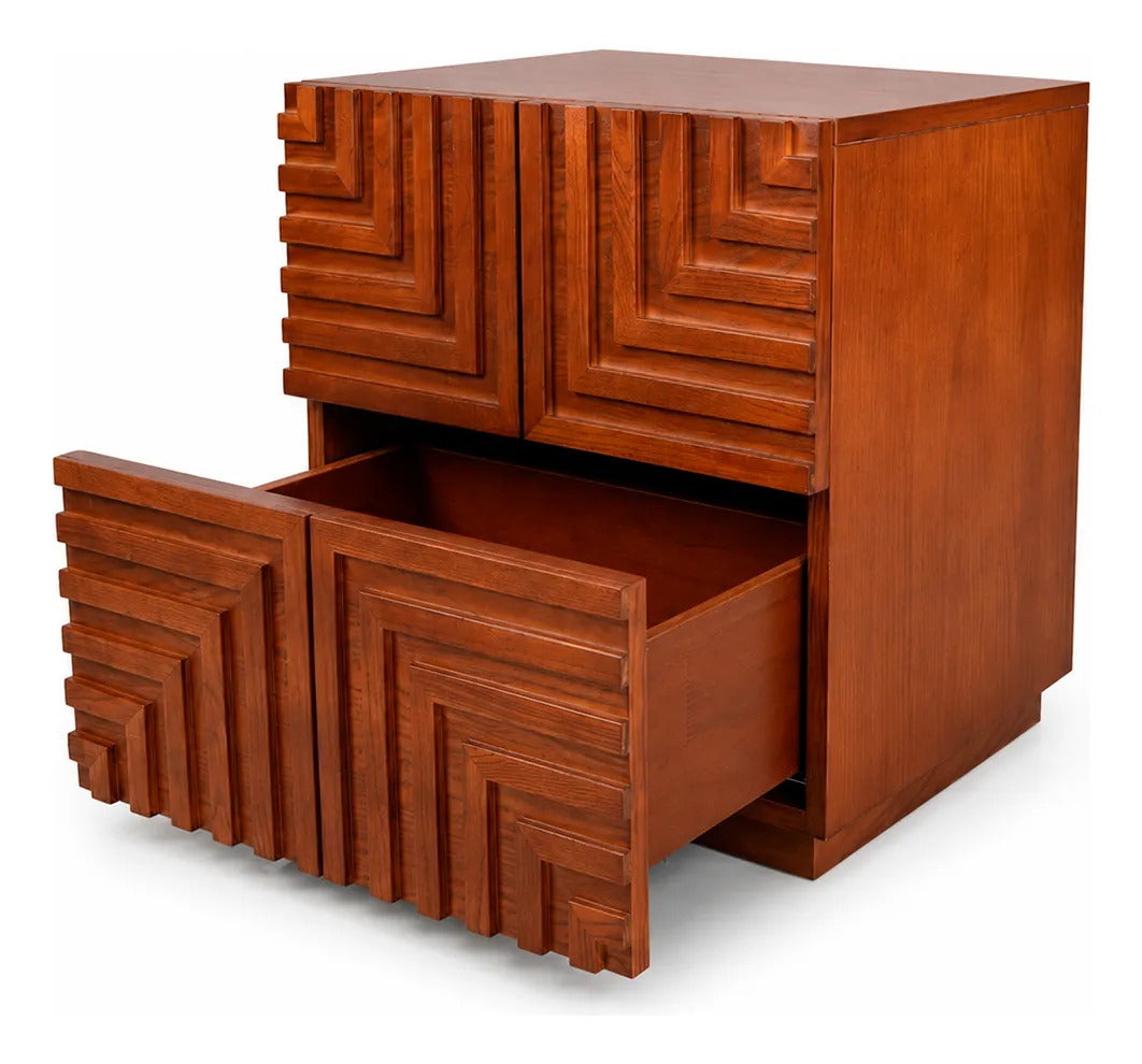 Buró Mesa De Noche Contemporáneo Moderno Madera Dos Cajones