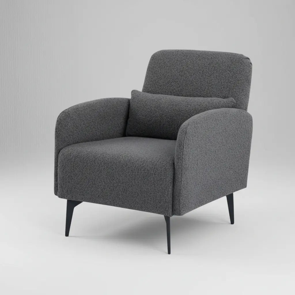 Sillón Individual Moderno Sala Oficina Color Gris Con Cojin