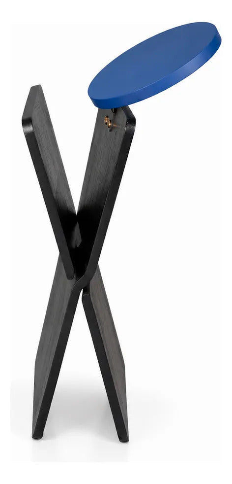 Mesa Auxiliar Negra Con Azul Diseño Moderno Geométrico