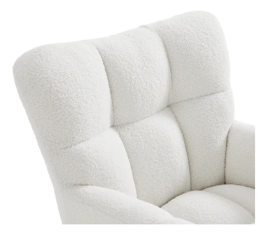 Silla Mecedora Moderna Elegante Tapizado Color Blanco