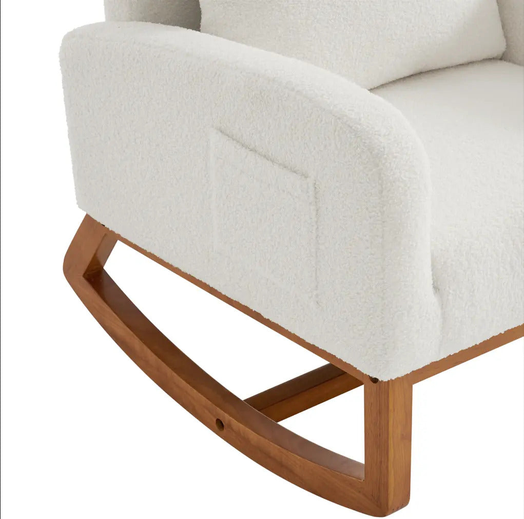 Sillón Mecedor Moderno Elegante Tapizado Color Blanco