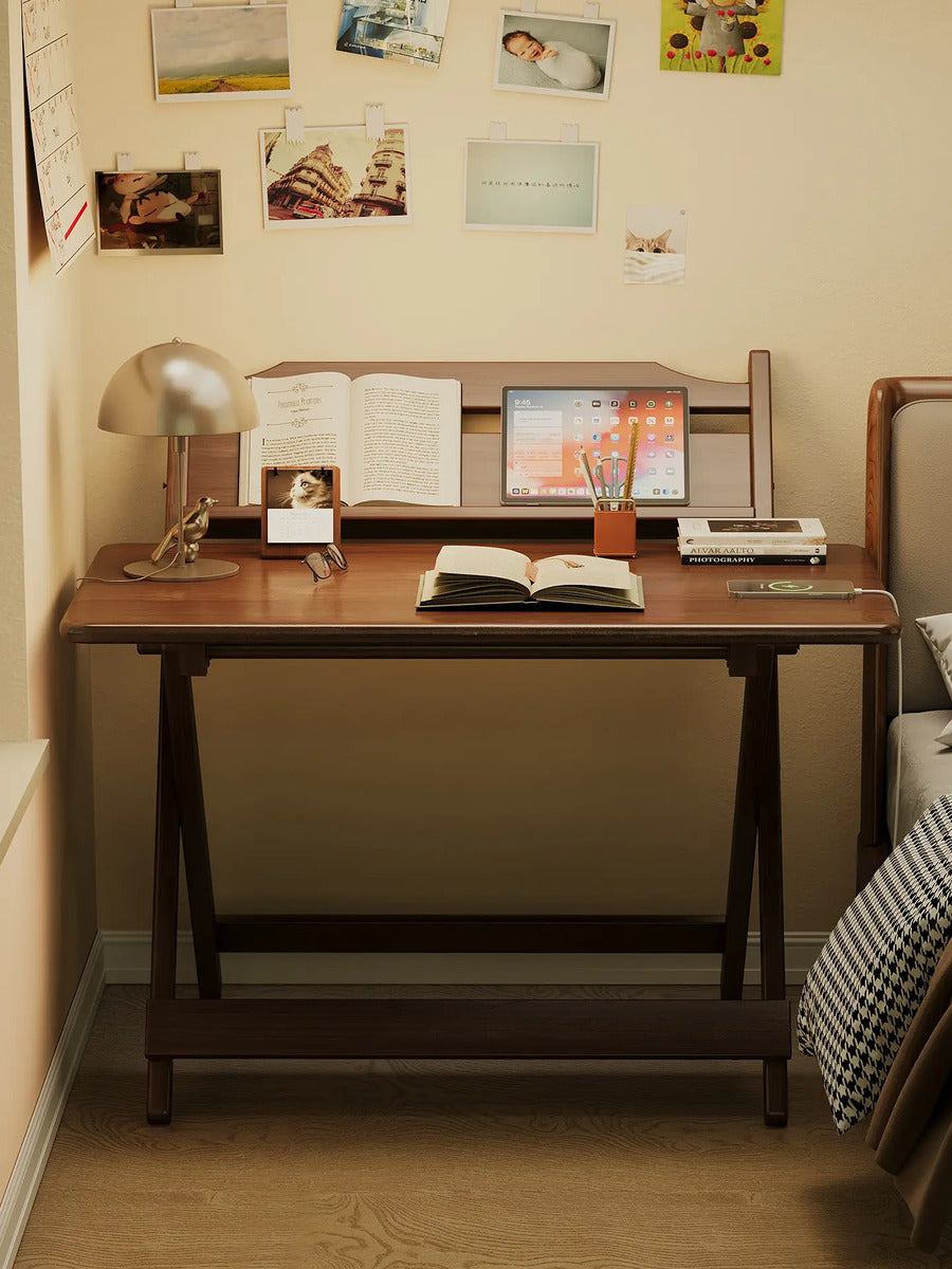 Escritorio Plegable De Bambú Mesa De Trabajo Con Repisa