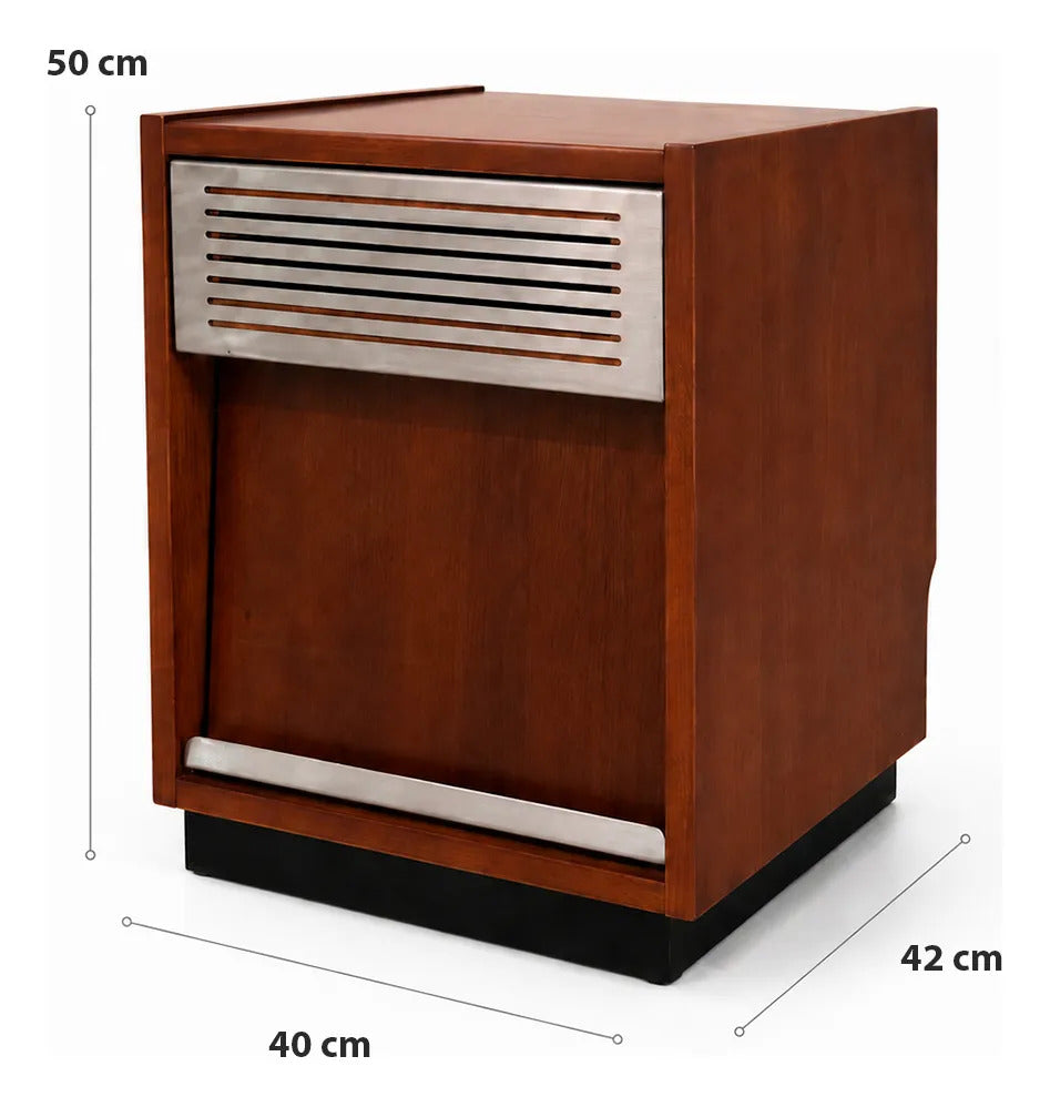 Buró Mesa De Noche  Moderno De Madera Charola Metal 50x40x42