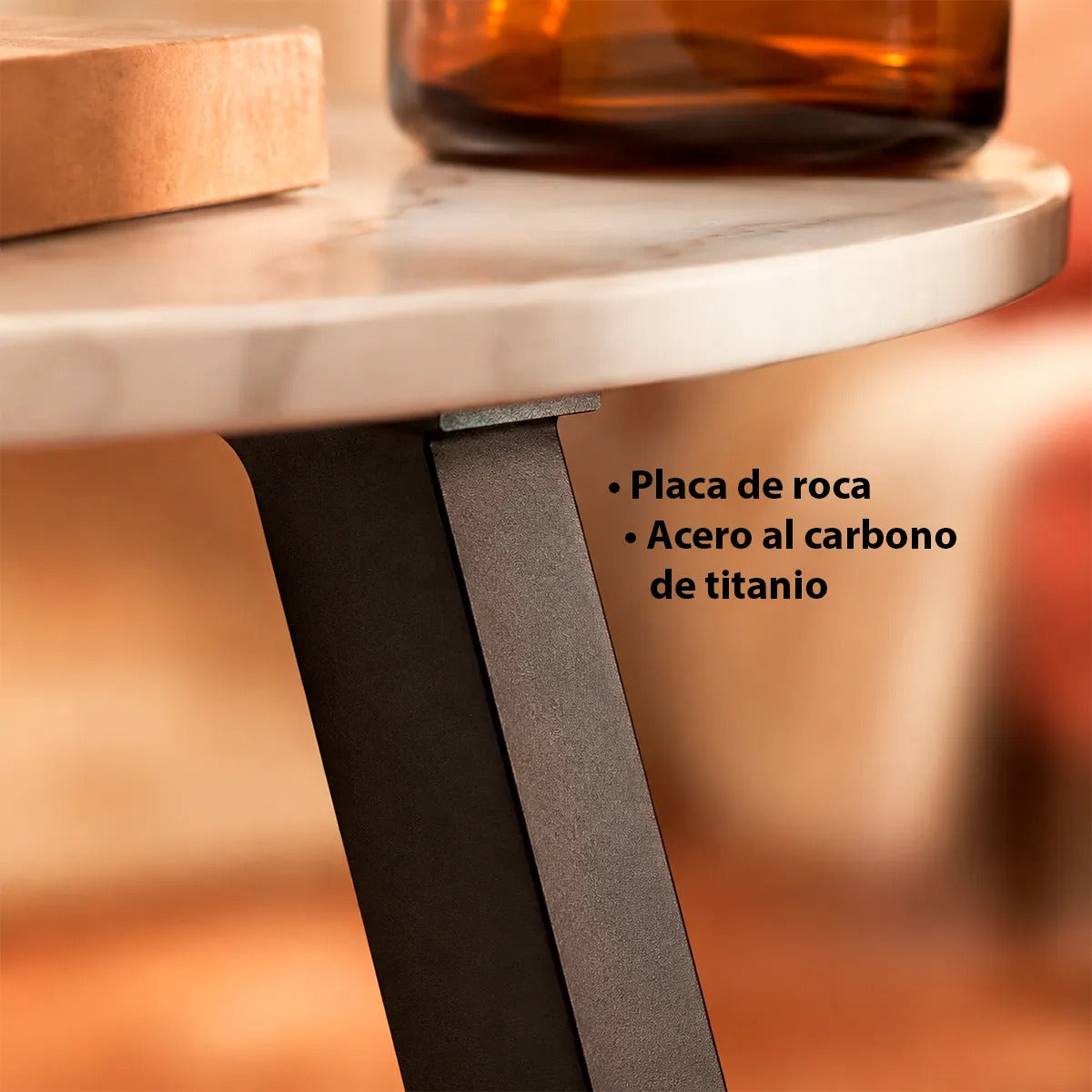 Mesa Auxiliar Lateral Minimalista Cubierta Piedra Elegante