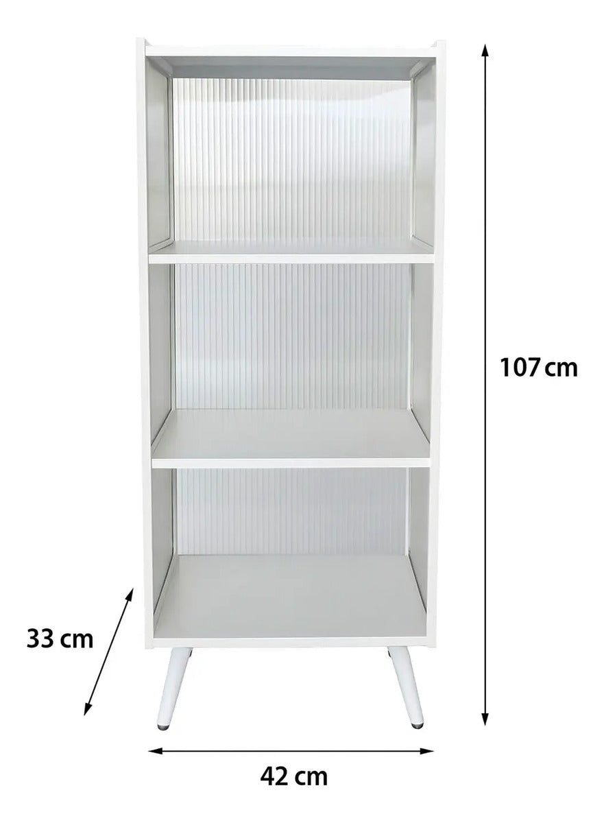 Librero Estante Metal 3 Niveles Vidrio Acrílico Acanalado