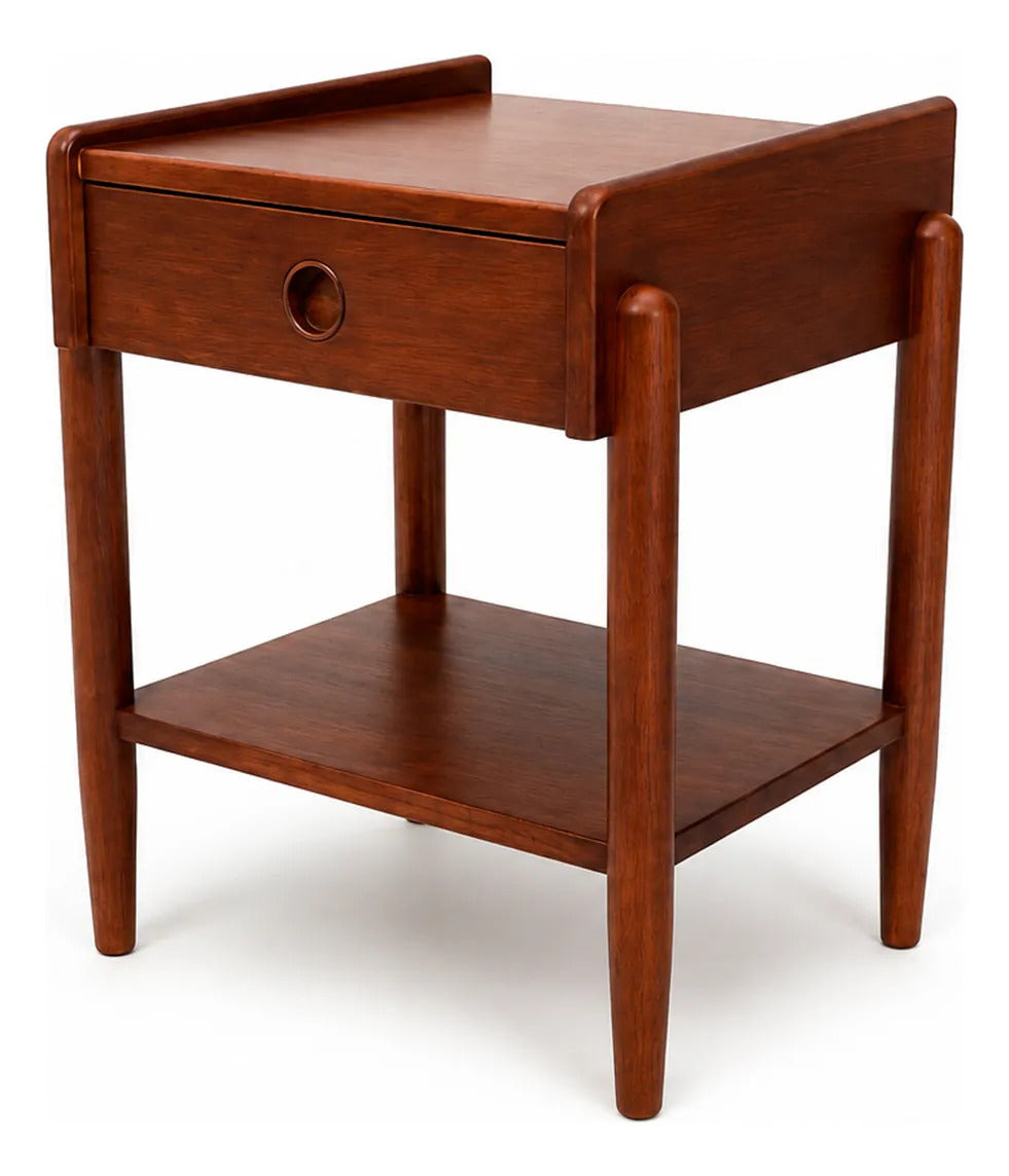 Buró Mesa De Noche Clásico De Madera Cajón Repisa 51x50x40