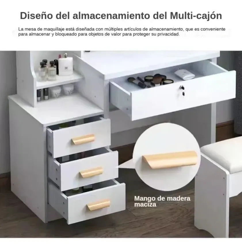 Buro Tocador Vanity Para Niña Espejo Deslizante Color Blanco