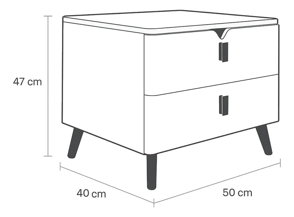 Mesita De Noche Minimalista Cubierta Tipo Marmol 2 Cajones