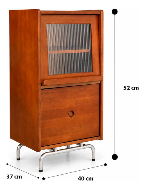 Bar Cabinet Vintage De Madera Puerta Cristal Cajón Moderna