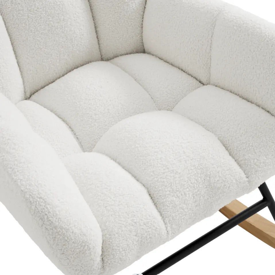 Silla Mecedora Moderna Elegante Tapizado Color Blanco