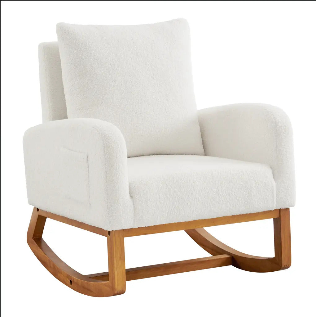 Sillón Mecedor Moderno Elegante Tapizado Color Blanco