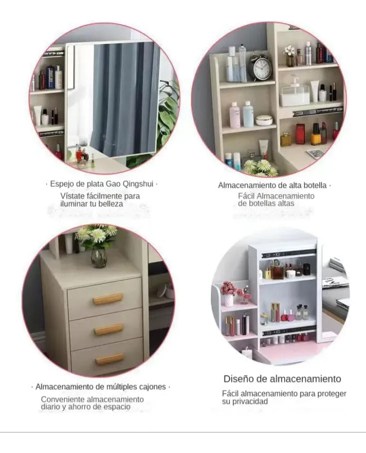 Buro Tocador Vanity Para Niña Espejo Deslizante Color Blanco