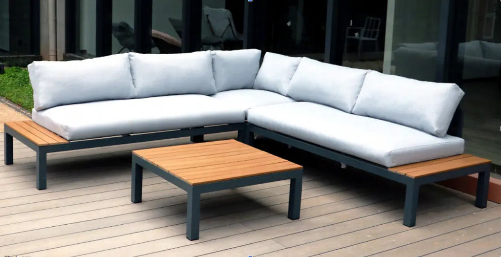 Sala Jardin Modular Tipo L Para Terraza Con Mesa De Centro