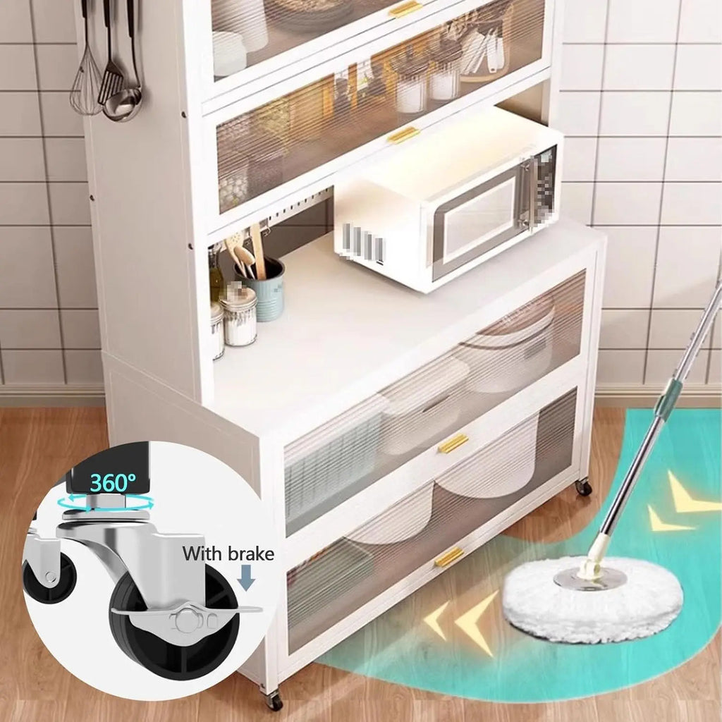 Rack Organizador Cocina 6 Niveles Puertas Vitrina Ruedas