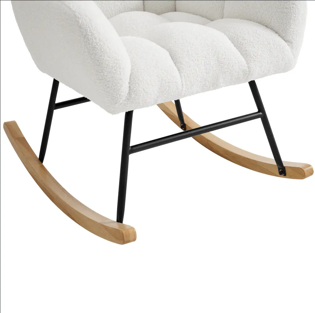 Silla Mecedora Moderna Elegante Tapizado Color Blanco