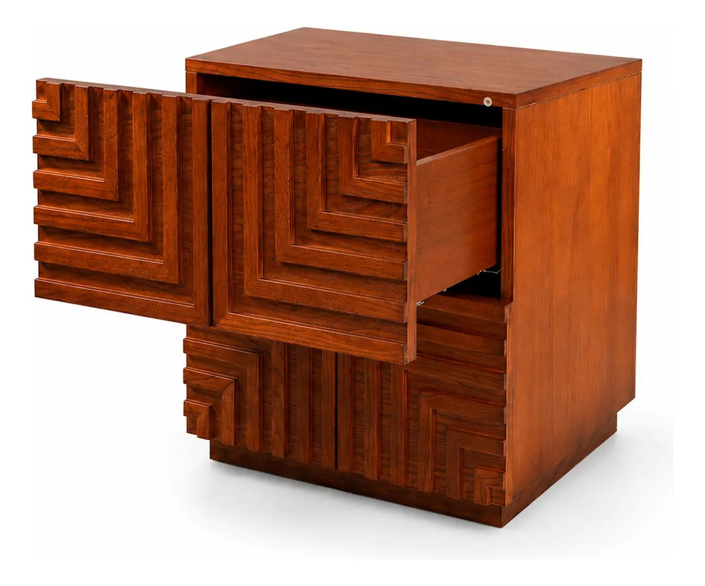 Buró Mesa De Noche Contemporáneo Moderno Madera Dos Cajones