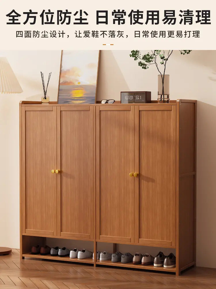 Mueble Zapatero De Bambú Organizador 4 Puertas Recibidor