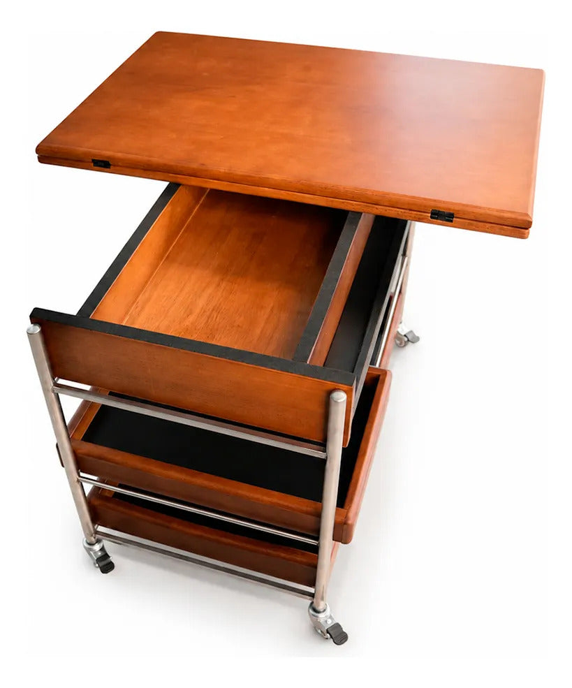 Mesa De Madera Plegable Auxiliar Ruedas Tornamesa Moderna