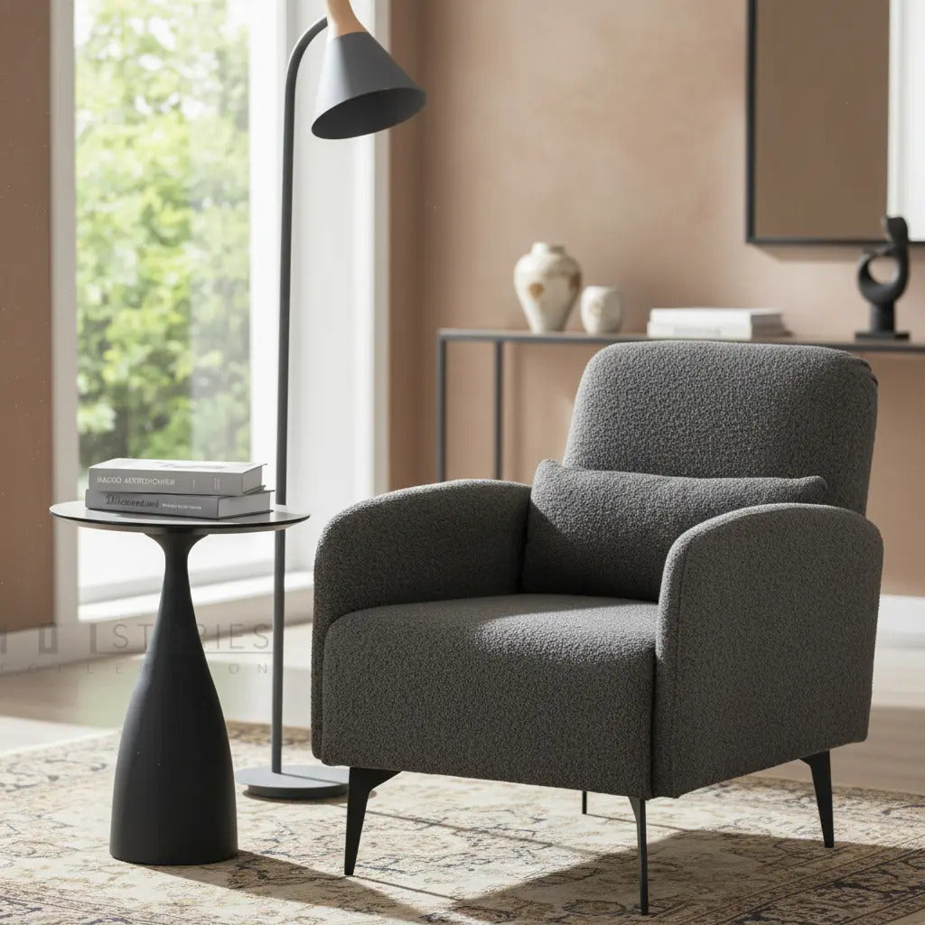 Sillón Individual Moderno Sala Oficina Color Gris Con Cojin