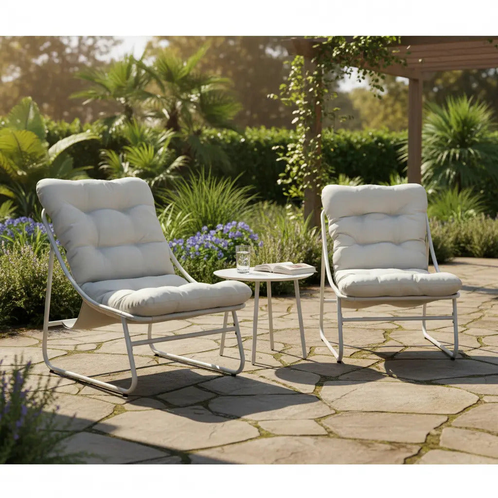 Juego De Jardin 2 Sillones Tipo Mecedoras Con Mesa De Centro