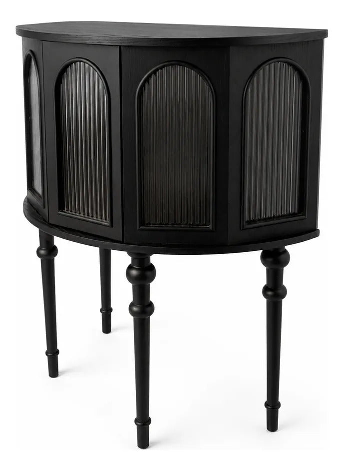 Bar Cantina Vintage Madera Negro Puertas De Cristal Elegante