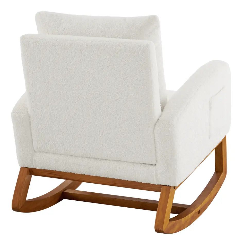Sillón Mecedor Moderno Elegante Tapizado Color Blanco