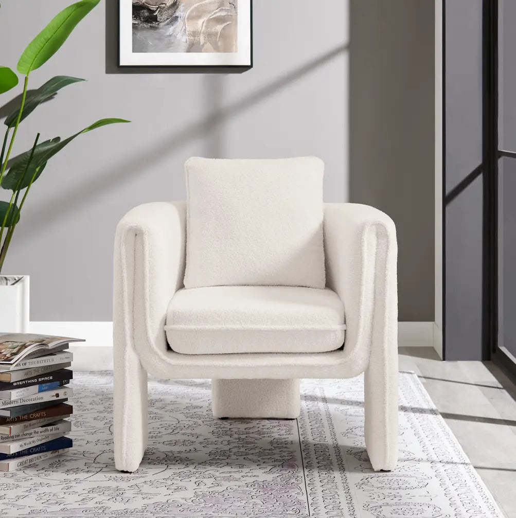 Sillón Individual Estructura Moderna Color Blanco Tapizado