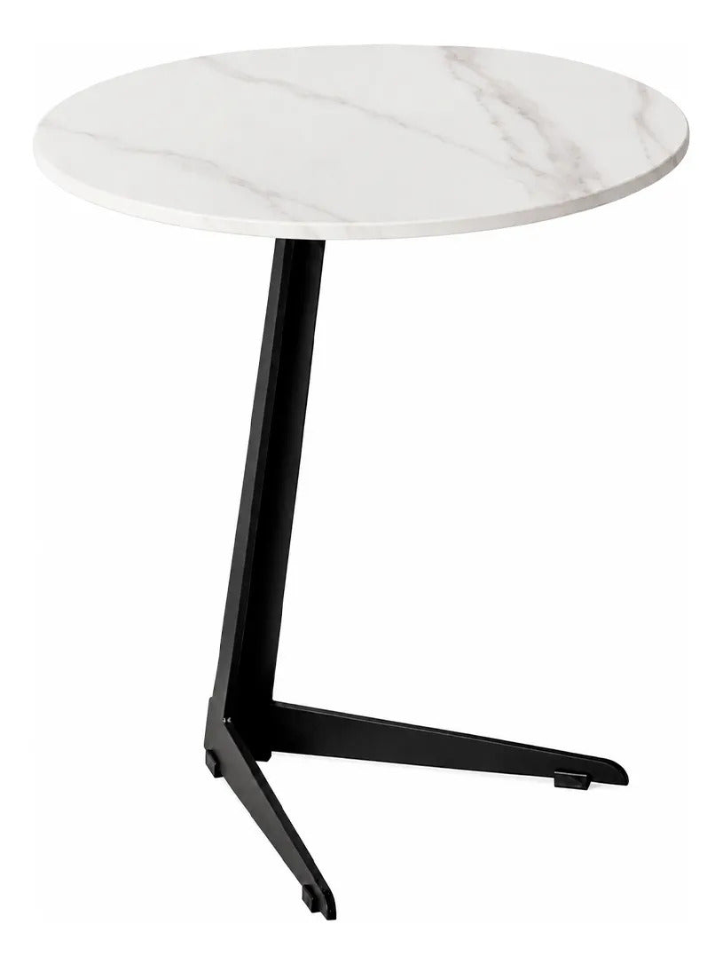 Mesa Auxiliar Lateral Minimalista Cubierta Piedra Elegante