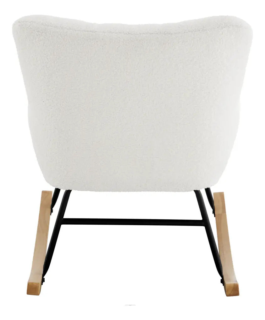 Silla Mecedora Moderna Elegante Tapizado Color Blanco