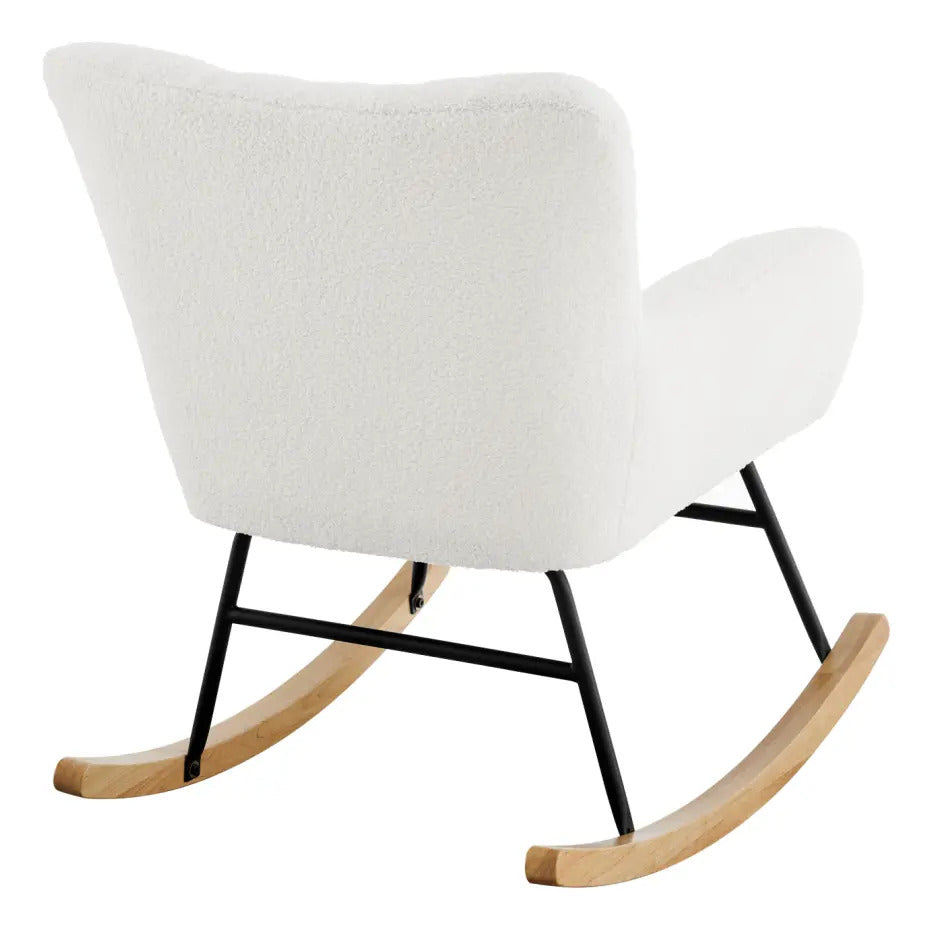 Silla Mecedora Moderna Elegante Tapizado Color Blanco