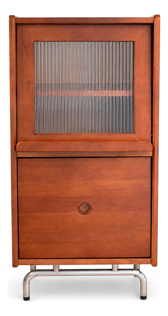 Bar Cabinet Vintage De Madera Puerta Cristal Cajón Moderna