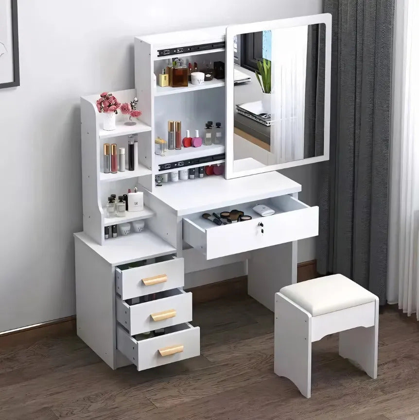 Buro Tocador Vanity Para Niña Espejo Deslizante Color Blanco