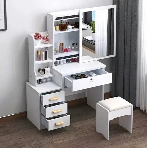 Buro Tocador Vanity Para Niña Espejo Deslizante Color Blanco