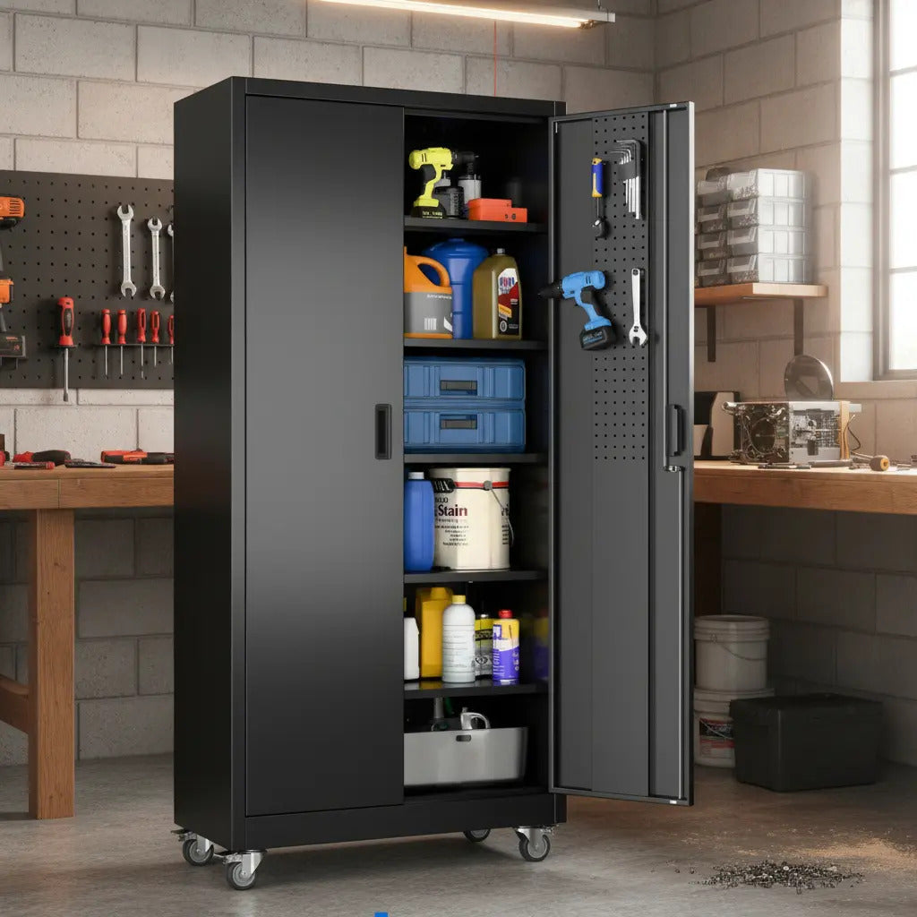 Gabinete Metálico Organizador Con Ruedas Para Taller