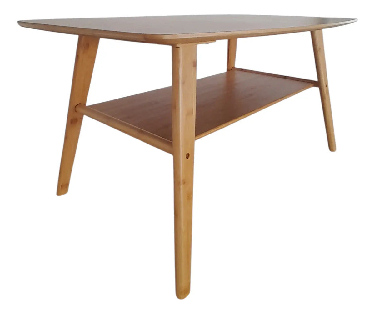 Mesa De Centro De Bambú Baja 2 Niveles Diseño Minimalista
