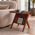 Mesa Auxiliar Moderna De Madera Con Cubierta De Vidrio