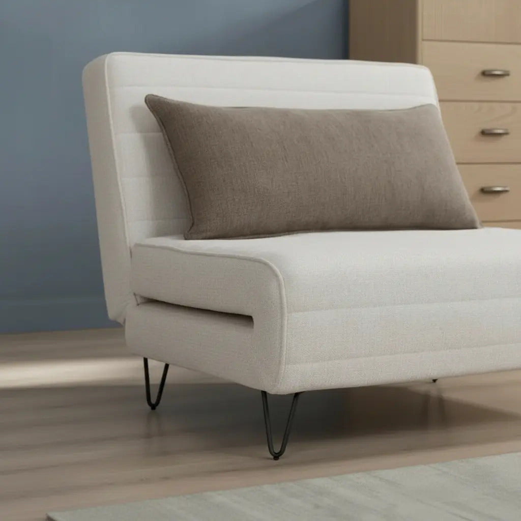 Sofá Cama Reclinable Plegable Individual Blanco Con Cojín
