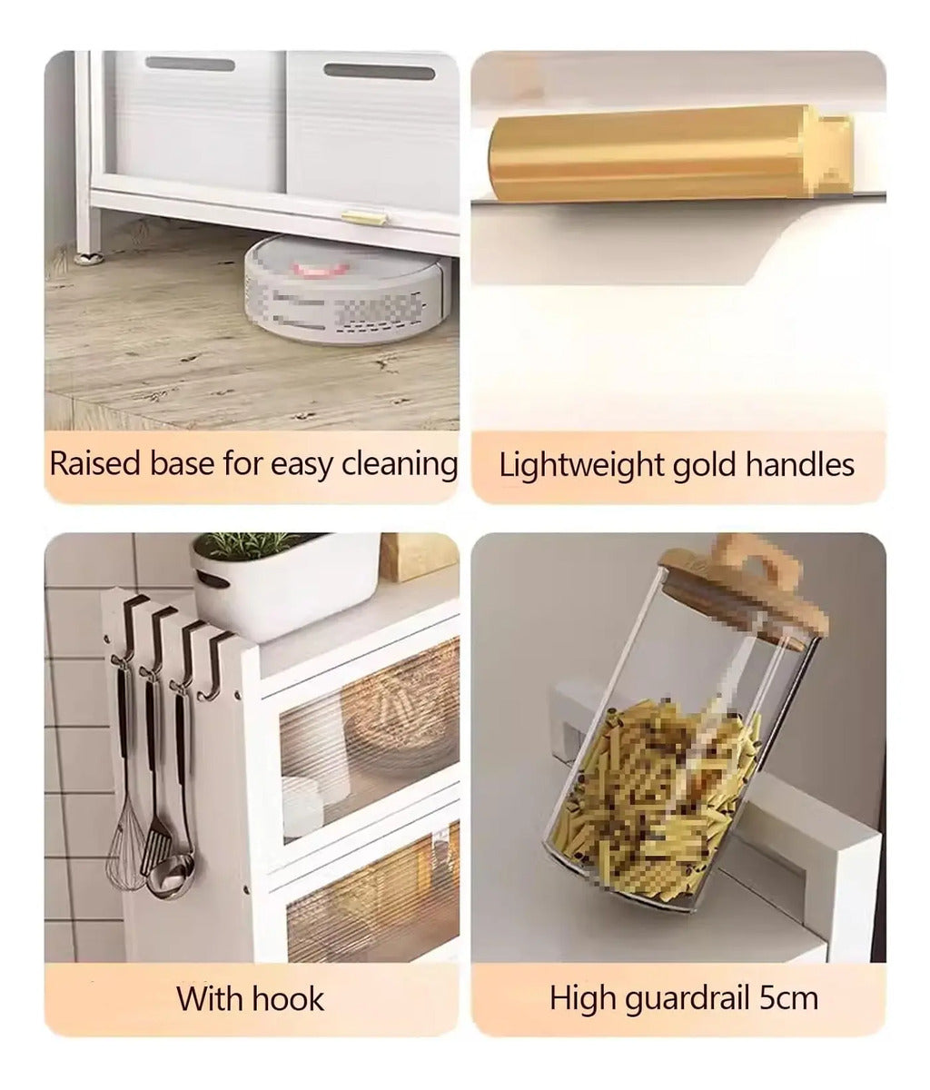 Rack Organizador Cocina 6 Niveles Puertas Vitrina Ruedas
