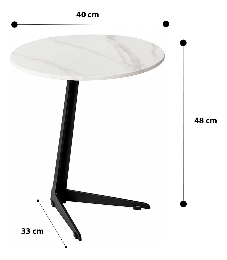 Mesa Auxiliar Lateral Minimalista Cubierta Piedra Elegante