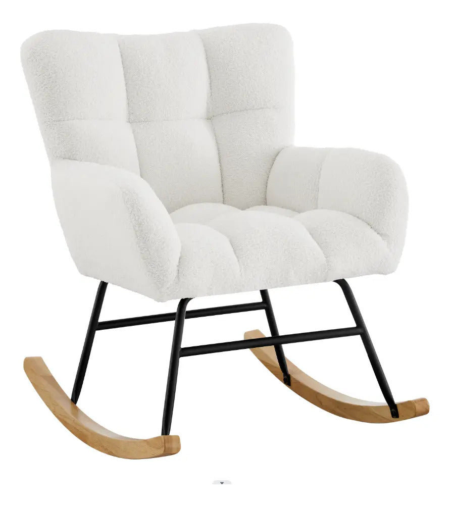 Silla Mecedora Moderna Elegante Tapizado Color Blanco