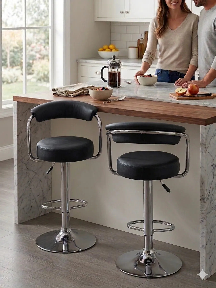Set De 2 Bancos Barra Bar Cocina Altura Regulable Elegante
