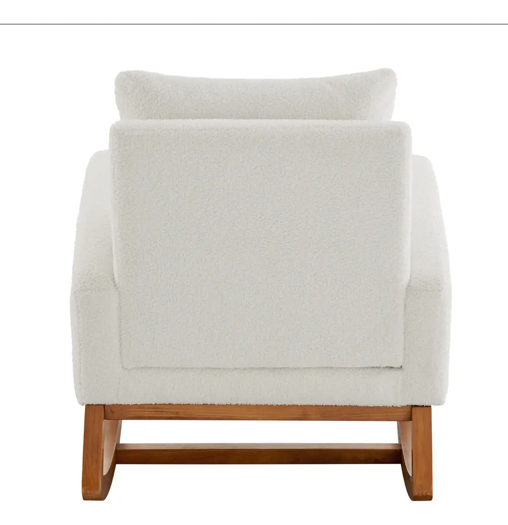 Sillón Mecedor Moderno Elegante Tapizado Color Blanco