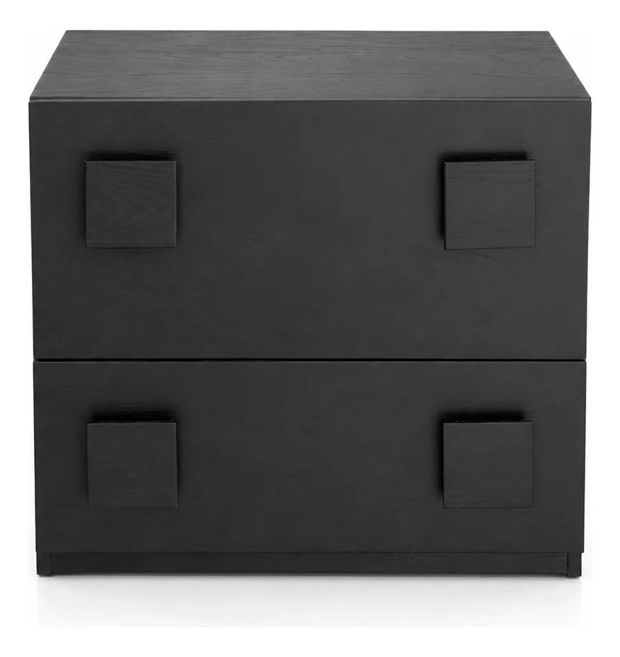 Mesa De Noche Negra Con 2 Cajones Estilo Contemporáneo