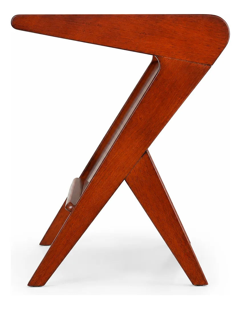 Mesa Auxiliar Moderna De Madera Con Cubierta De Vidrio