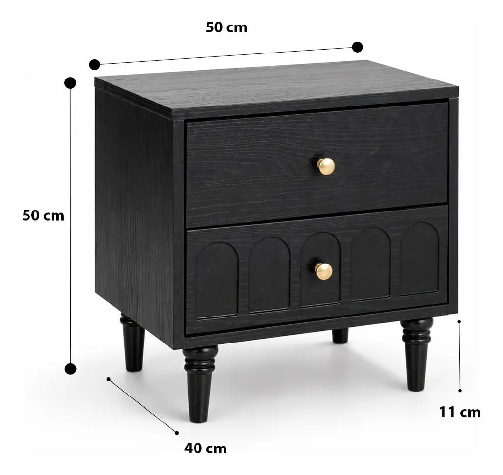 Buró Vintage De Madera Negra Con Cajones Retro Mesa De Noche